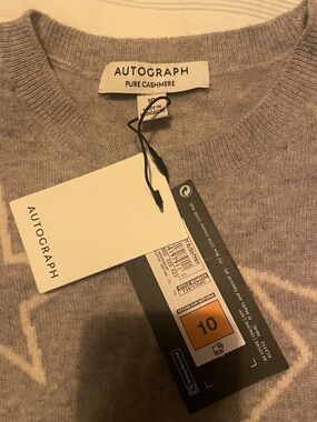 NWT M&S Autograph Women’s UK10/US2 Pure Cashmere Crewneck Sweater - Light Gray